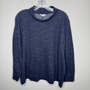 J.Jill Women's XL Navy Slub Knit Lightweight Long Sleeve Top Pullover Sweater